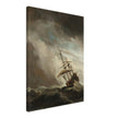 Willem van de Velde A Ship on the High Seas Caught by a Squall, Known as The Gust. Old marine painting. Stormy sea.