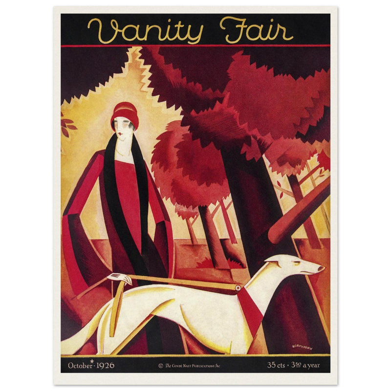 Vanity Fair vintage cover  1926 by Victor Bobritsky Elegant woman with dog -