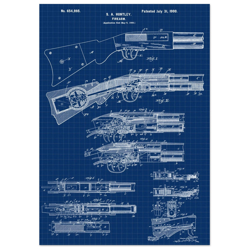 Firearm historic patent 1900. Matte paper
