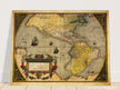 America ancient map. Americae sive novi orbis, nova descriptio by Abraham Ortelius