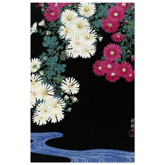 Chrysanthemums and Running Water by Ohara Koson,