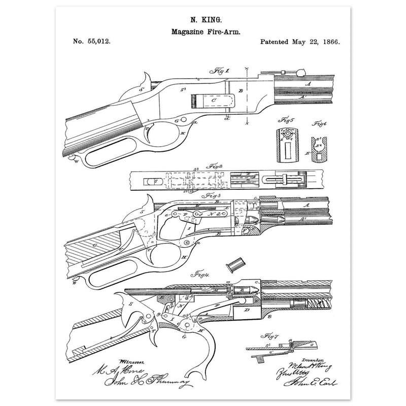 Magazine Fire arm patent 55012 by N kinf.