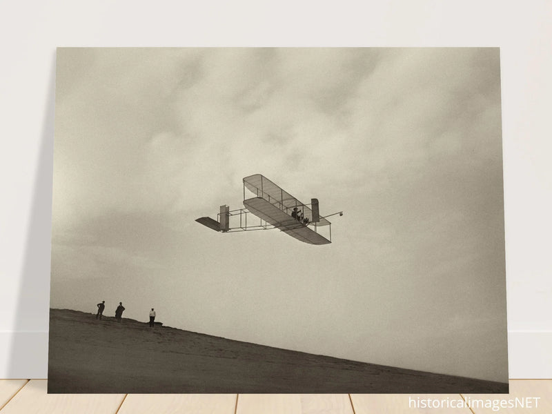 The Wright brothers glider in flight.