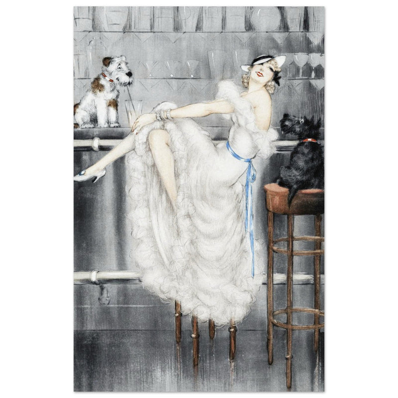 Louis Icart Au Bar - Woman with a Pair of Dogs
