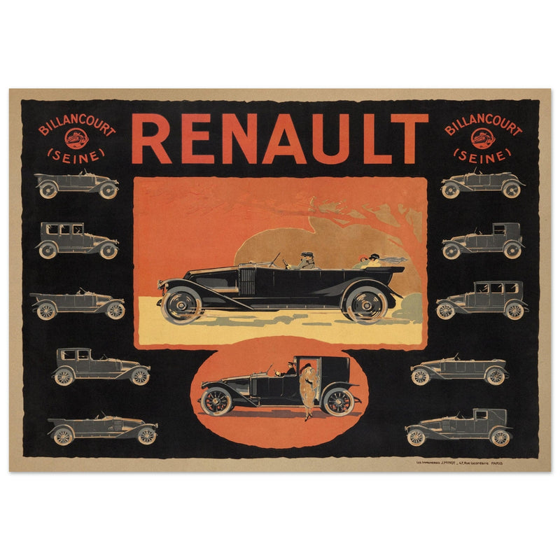 Renault Billancourt vintage poster 1920 Seine models .