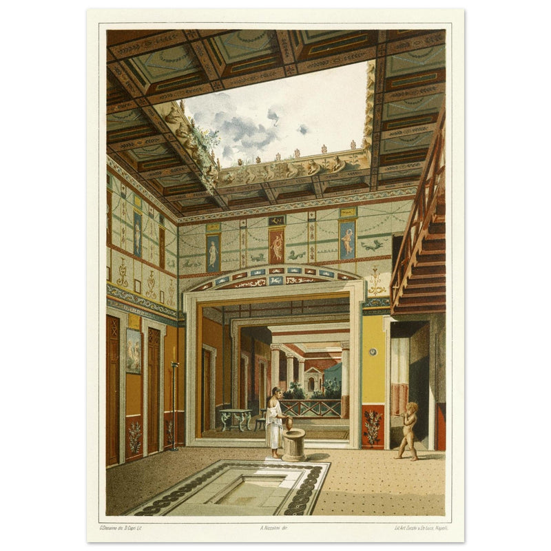 Roman courtyard in Pompeii by G. Discanno book project by Fausto and Felice Niccolini.