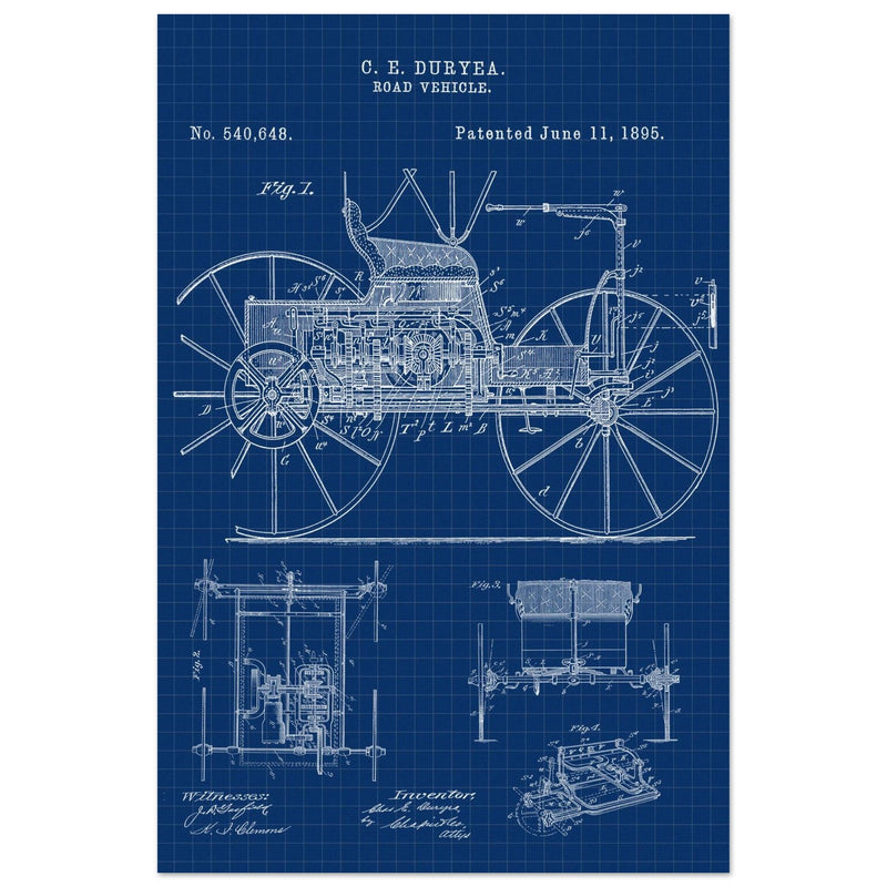 Road vehicle patent 540648 1895 by Charles Edgar Duryea. Automobile car history