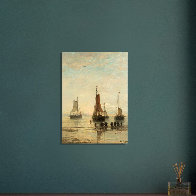 Hendrik Willem Mesdag Bluff-Bowed Scheveningen Boats at Anchor.