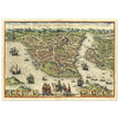 Istanbul ancient map. Byzantium Nunc Constantinopolis by Georg Braun