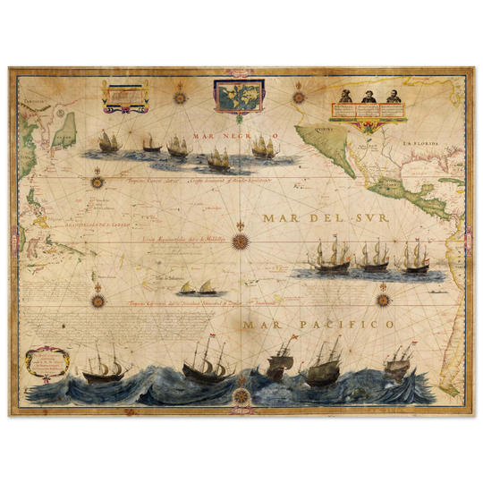 Pacific ocean South Sea ancient old map poster by Hessel Gerritsz 1622