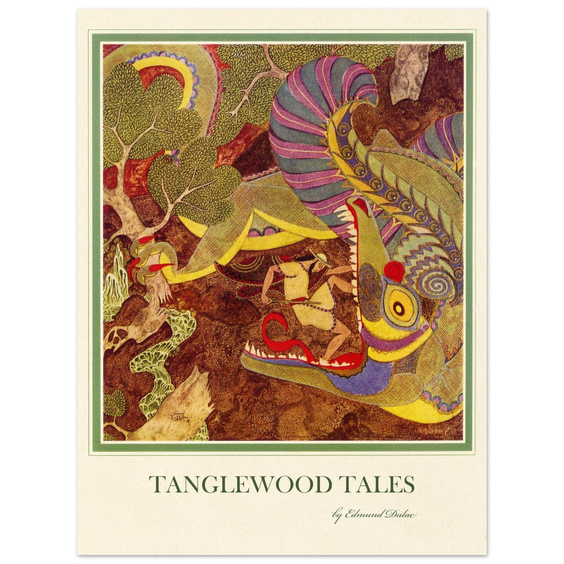 Edmund Dulac Tanglewood Tales illustration . The Dragon's Teeth Jason confronts the beat tha guards  Golden Fleece