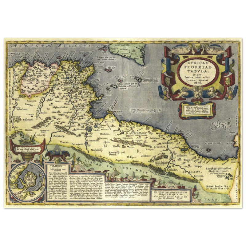 Ancient map of North Africa. Africae Propriae Tabula by Abraham Ortelius