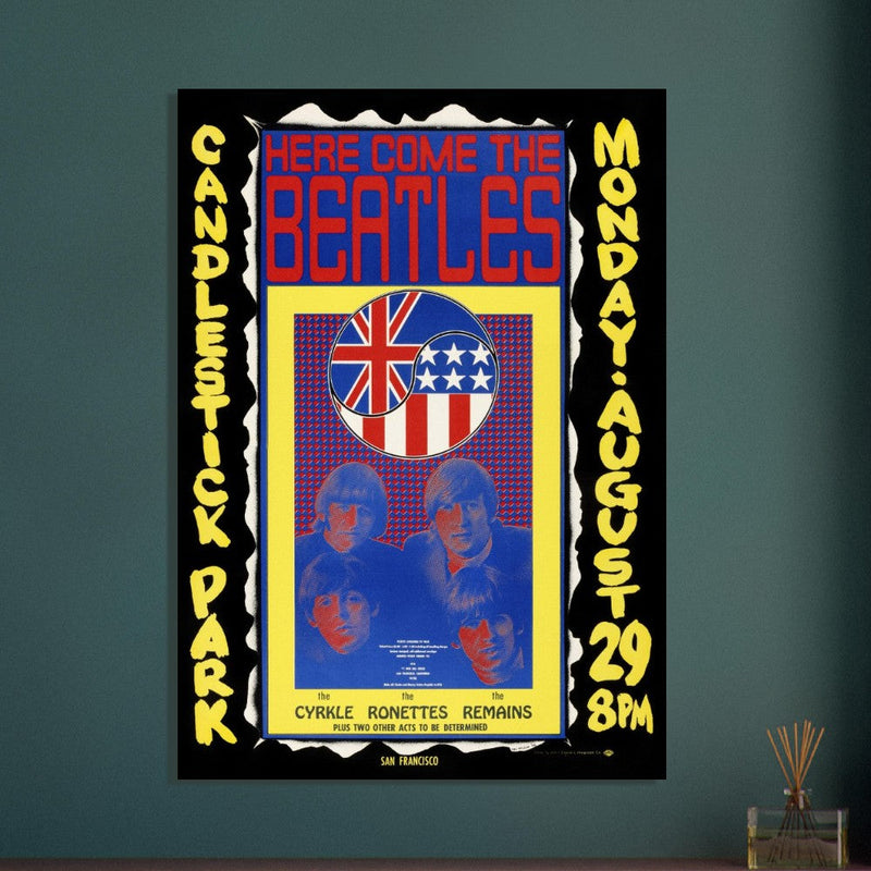 The Beatles concert poster reproduction. Final Concert at Candlestick Park in 1966.