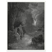 Gustave Dore Paradise Lost engraving . Adam and Eve and Archangel Raphael in eden.