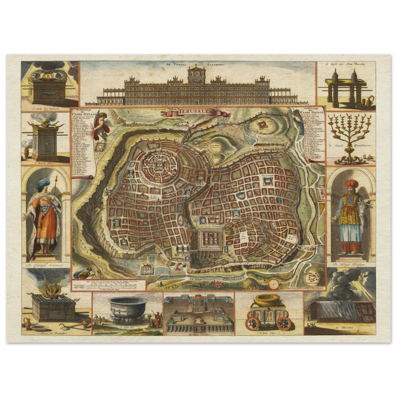 Jerusalem ancient map XVII Century by Daniel Stoopendael.