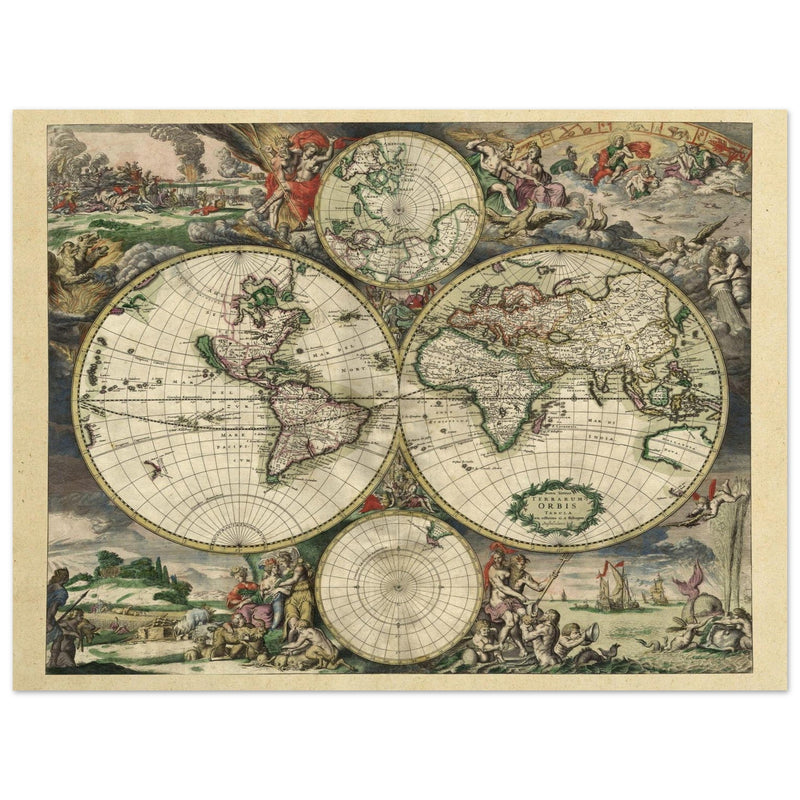 Ancient old world map of 1689 by Gerard van Schagen.