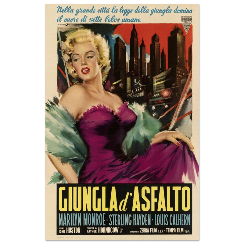 Giungla d' Asfalto ( The Asphalt Jungle ) historic italian movie poster reproduction.