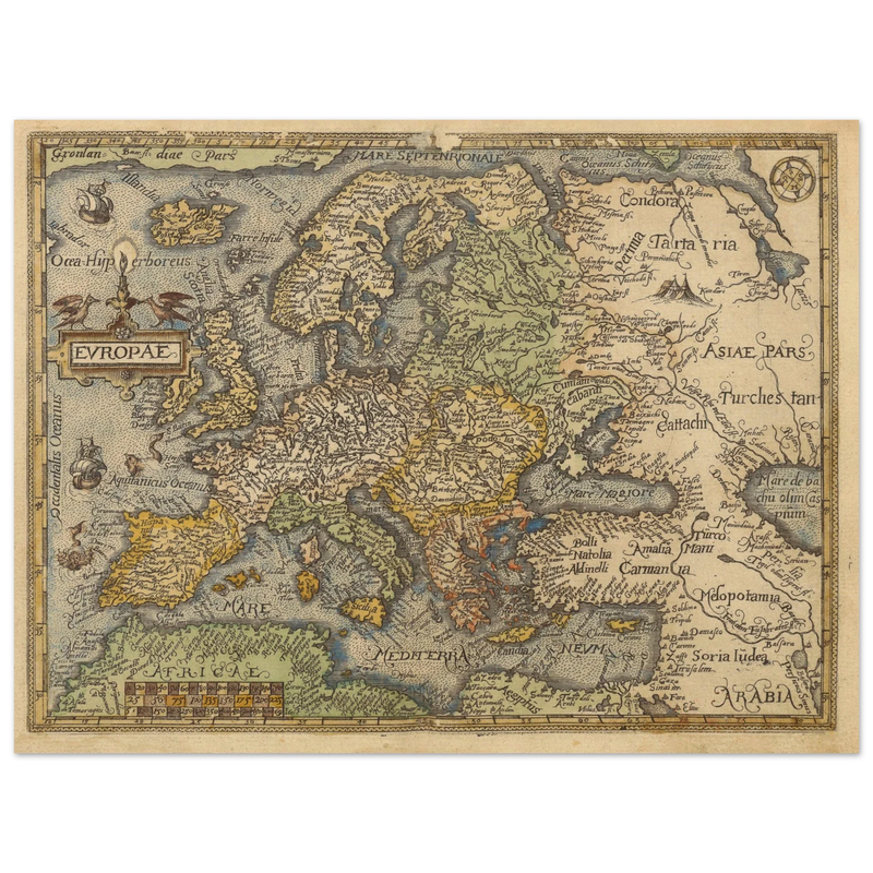 Old map poster of Europe Itinerarium orbis christiani by Michael Freiherr von Aitzing