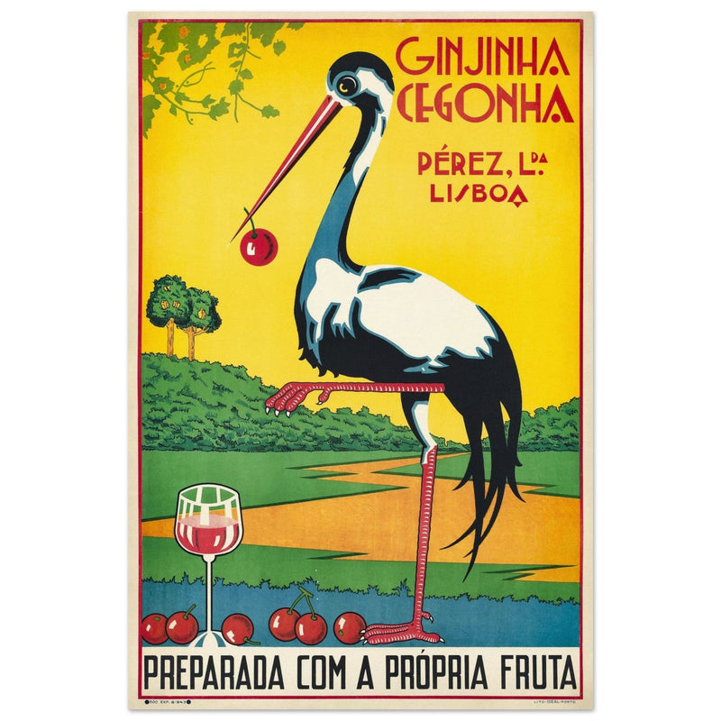 Ginjinha Cegonha portuguese cherry liqueur vintage ad print .  poster 1930