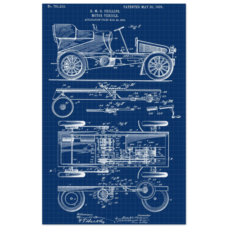 Motor Vehicle patent. Vintage car illustration.