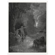Gustave Dore Paradise Lost engraving . Adam and Eve and Archangel Raphael in eden.