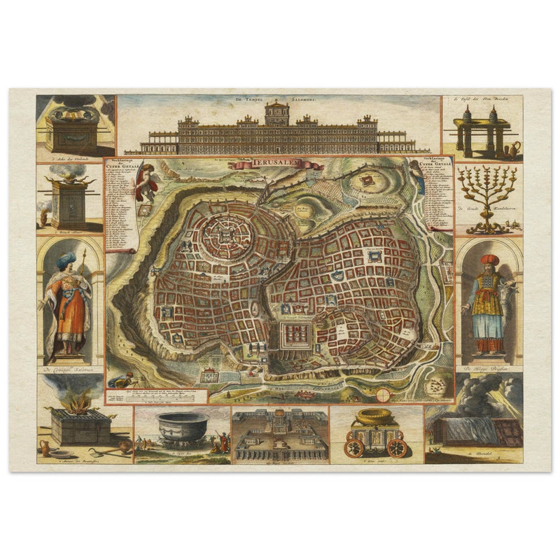 Jerusalem ancient map XVII Century by Daniel Stoopendael.