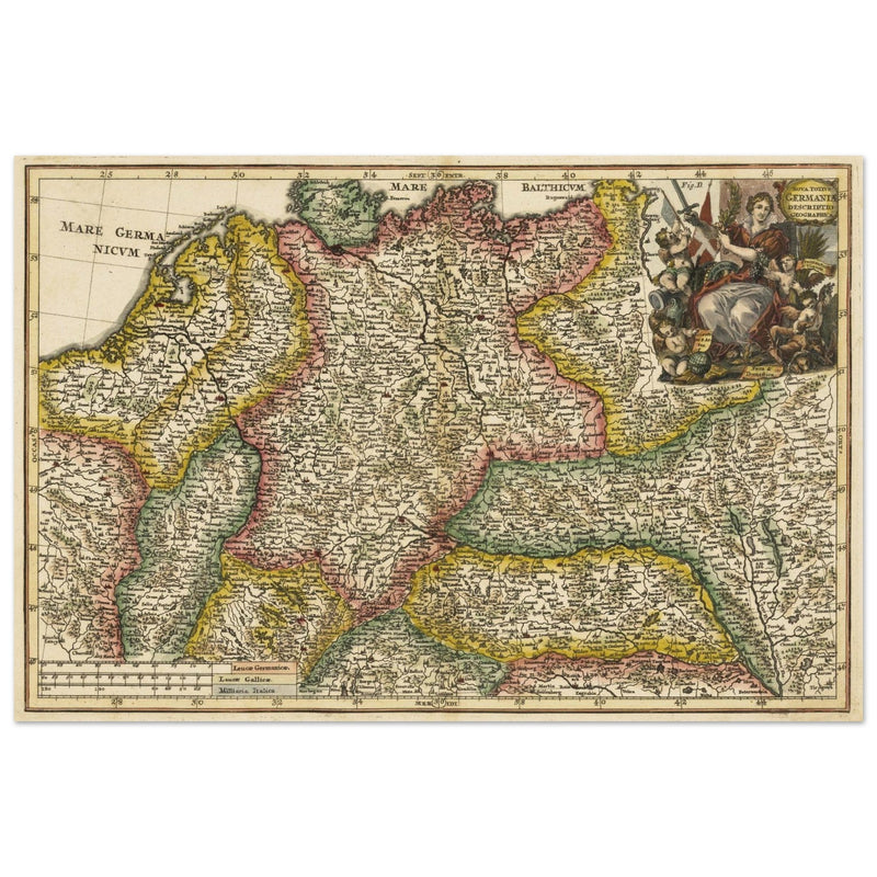 Nova Totius Germaniae Descriptio Geographica  ancient map of Germany by Heinrich Scherer