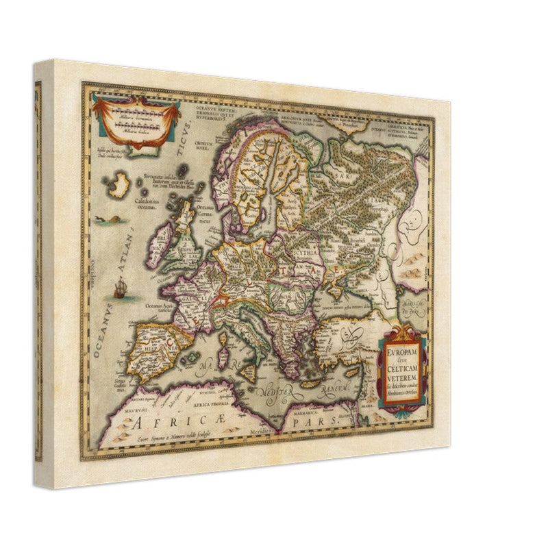 Ancient map of Europe and the Celts. Europam sive Celticam veterem by Abraham Ortelius.