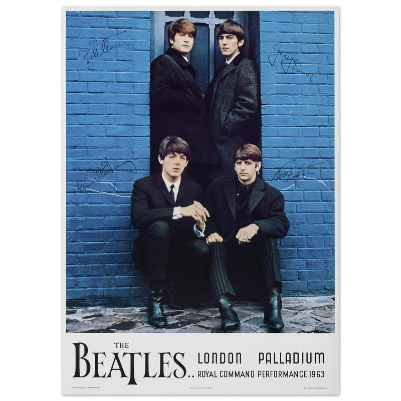 The Beatles Royal Command concert London Palladium Venue. Vintage music poster reproduction.