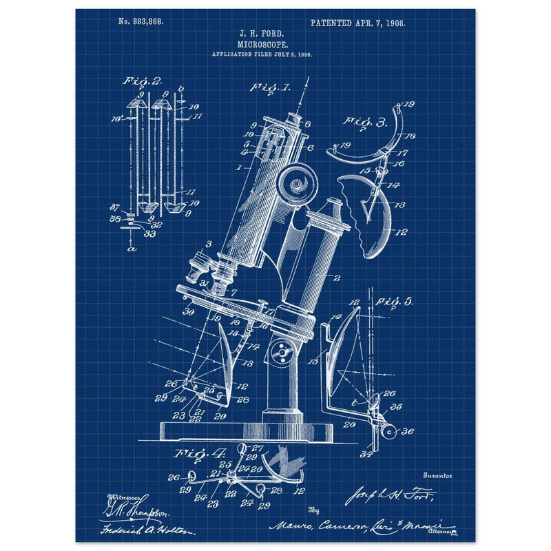 vintage microscope patent by J H Ford.