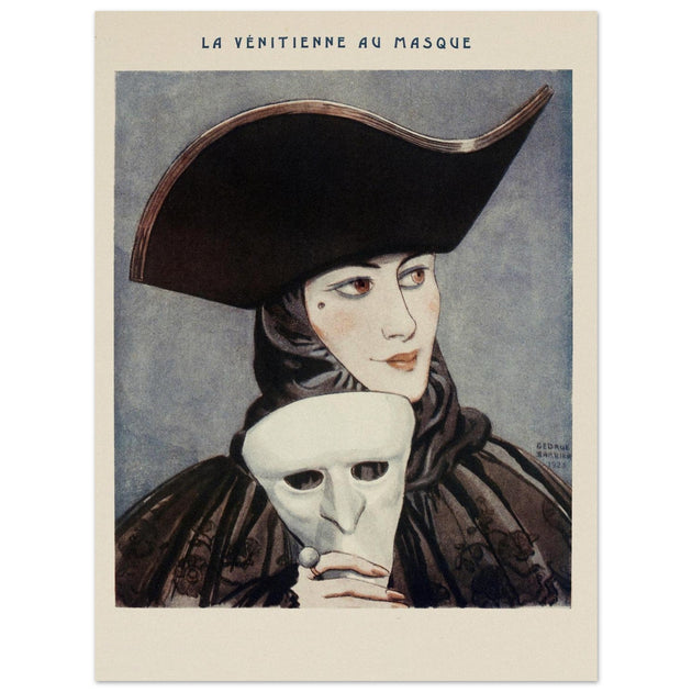 La Venitienne au Masque illustration published in Fantasio vintage magazine by George Barbier.