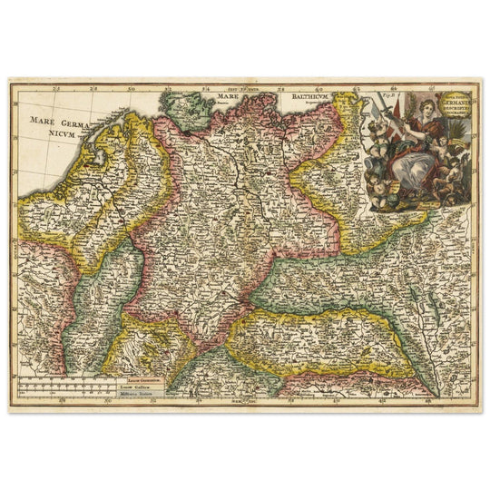 Nova Totius Germaniae Descriptio Geographica  ancient map of Germany by Heinrich Scherer
