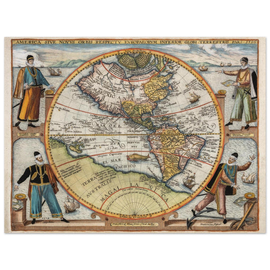 Ancient map of America XVI century by Theodor de Bry.
