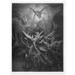 Gustave Dore  Paradise Lost engraving . Dawnfall of Satan with his fallen angels driven out from Heaven .