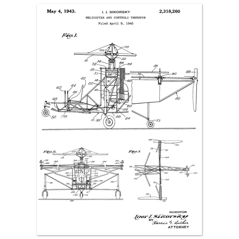 Helicopter patent by Igor Sikorsky