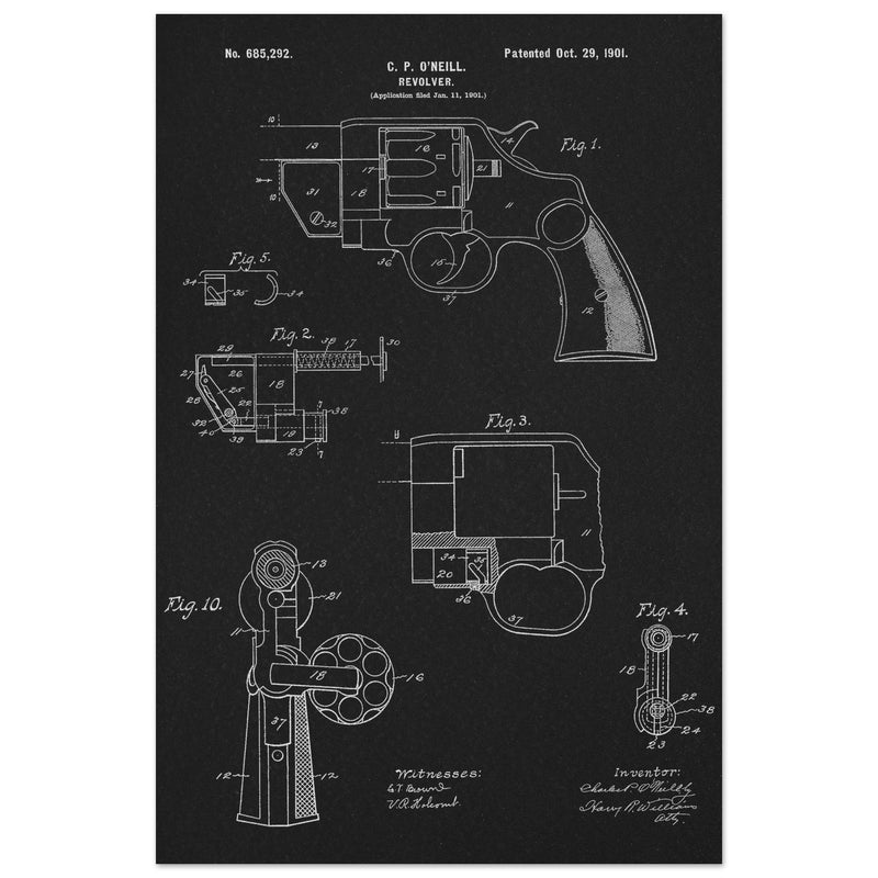 Vintage revolver patent by C P O'Neill.