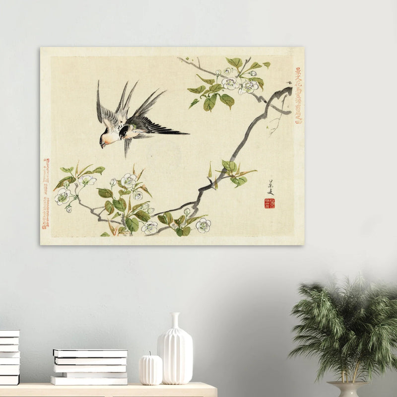 Two swallows by Matsumura Keibun, 1892 .