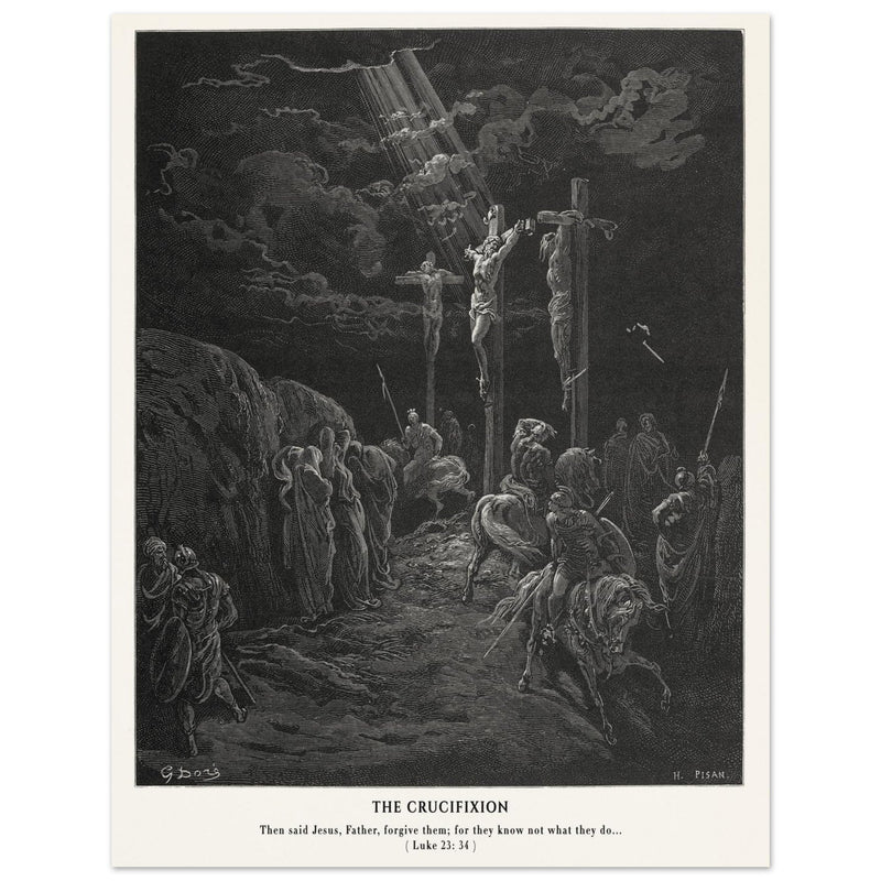 Gustave Dore The Bible engraving print . The Crucifixion illustration .