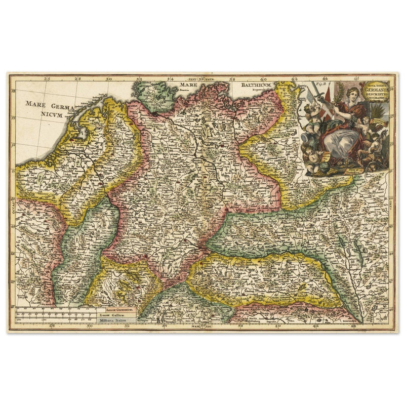 Nova Totius Germaniae Descriptio Geographica  ancient map of Germany by Heinrich Scherer