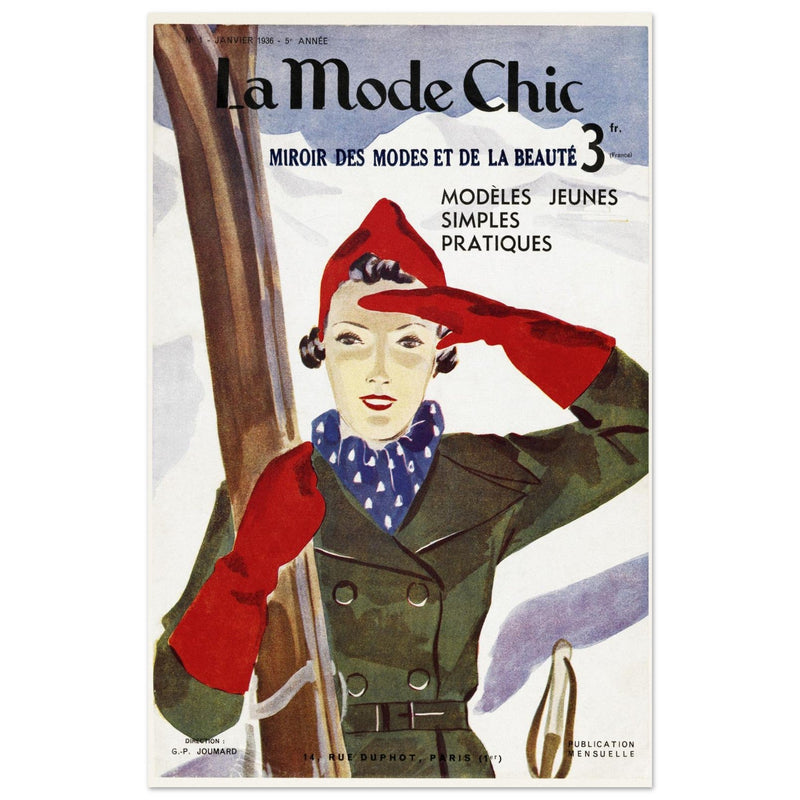 La Mode Chic old vintage fashion magazine cover from the 30s. January 1936.