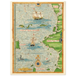 Ancient illustrated beautiful map poster reproduction by Guillaume Le Testu 1555