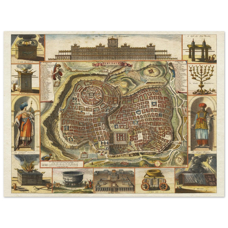 Jerusalem ancient map XVII Century by Daniel Stoopendael.