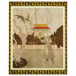 Edmund Dulac and one of his illustration for Princess Badoura fairy tale. Prince Camaralzaman and the Birds.