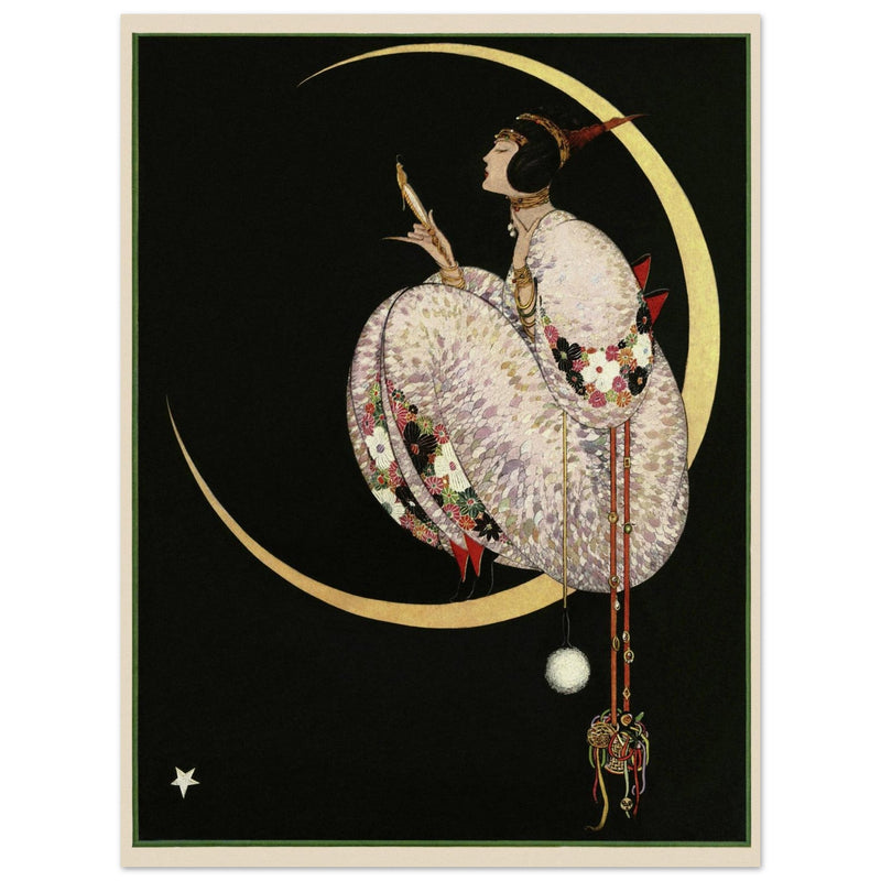 George Wolfe Plank fashion magazine illustration 1917. Woman on moon looking at her mirror.