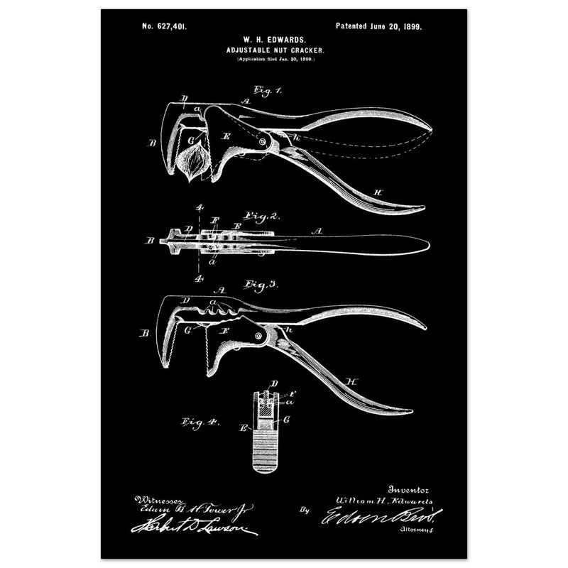 Vintage Adjustable Nut Cracker patent by William H. Edwards.