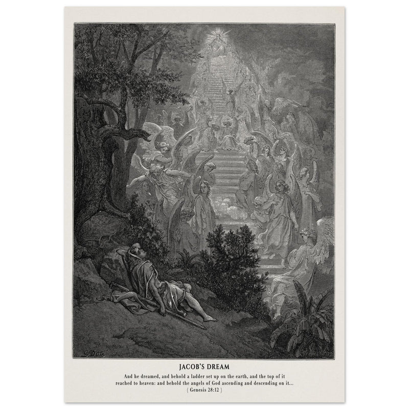 Gustave Dore The Bible engraving print . Jacob's dream.