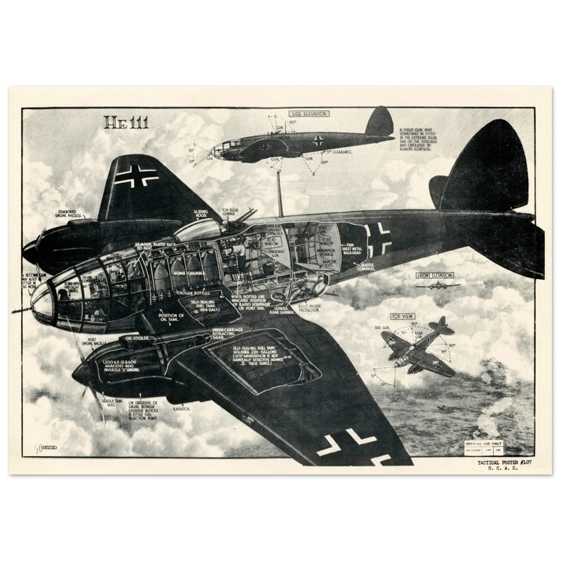 Heinkel He111 bomber - Vintage german war plane Second World War Reproduction
