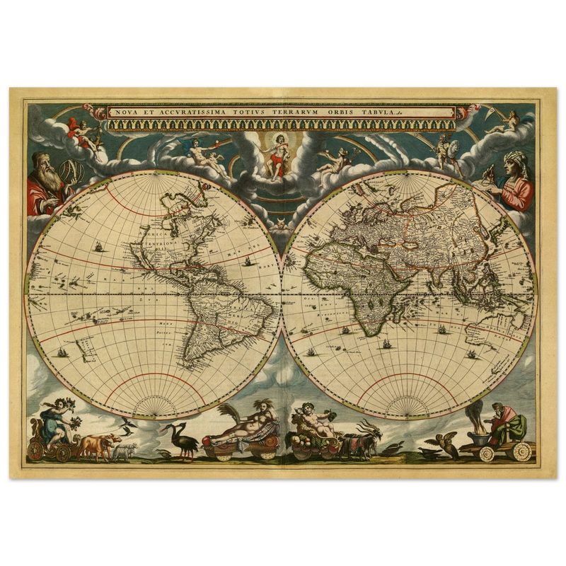 World map Nova et Accuratissima Totius Terrarum Orbis Tabula by Joan Blaeu