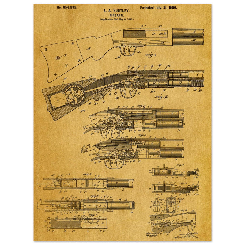 Firearm historic patent 1900. Matte paper