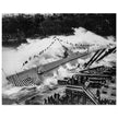 World War 2 black and white photograph. Launching of USS ROBALO warship.